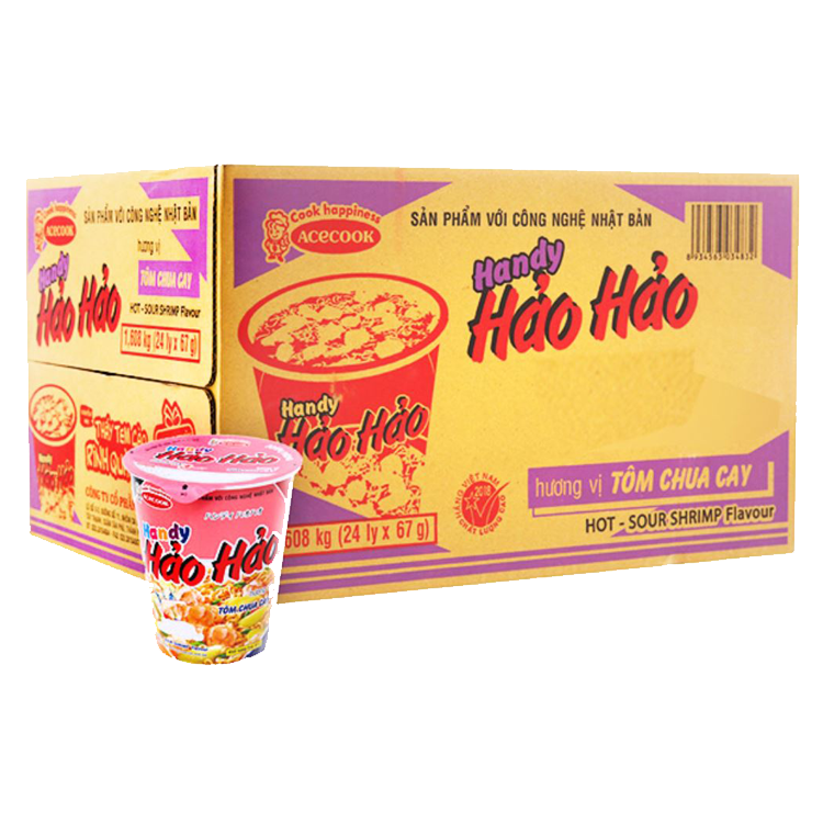 Thùng 24 ly mì Handy Hảo Hảo tôm chua cay 67g
