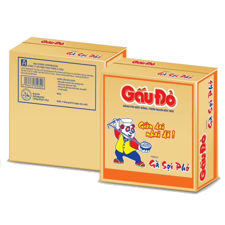 Thùng 30 gói mì gà sợi phở Gấu Đỏ 63g