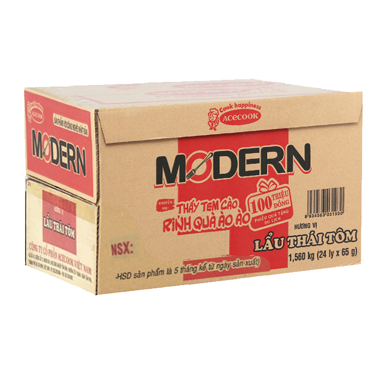 Thùng 24 ly mì Modern lẩu Thái tôm 65g