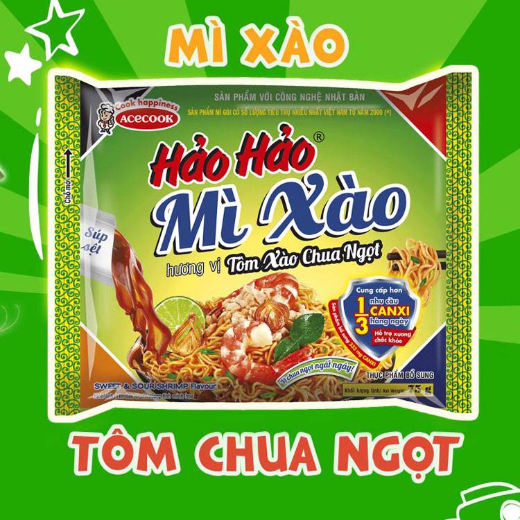Thùng 30 gói mì xào Hảo Hảo tôm xào chua ngọt 75g