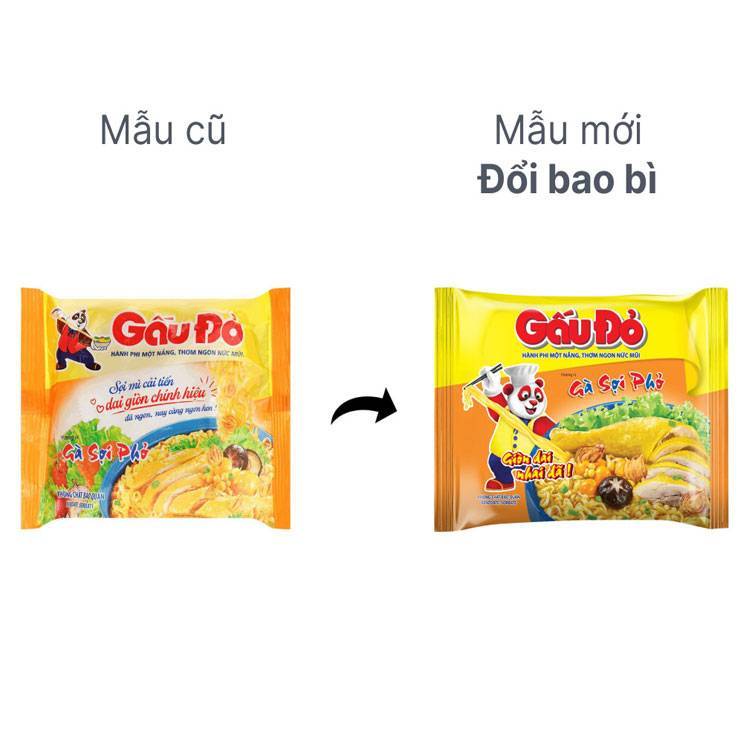 Thùng 30 gói mì gà sợi phở Gấu Đỏ 63g