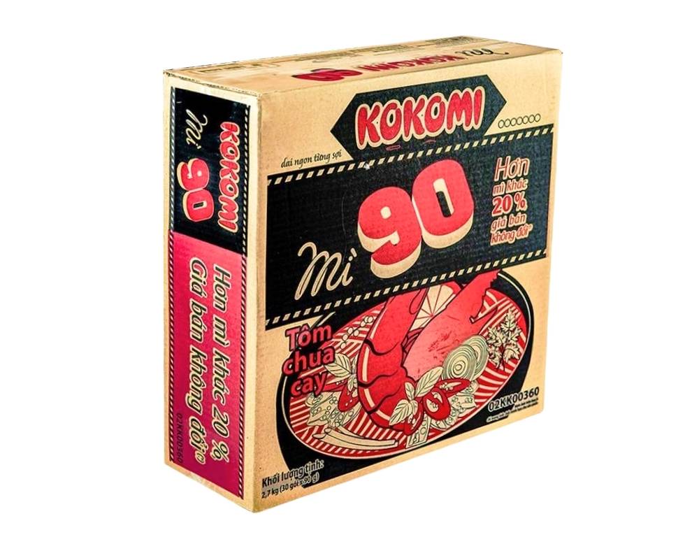 Thùng 30 gói mì Kokomi 90 tôm chua cay 90g