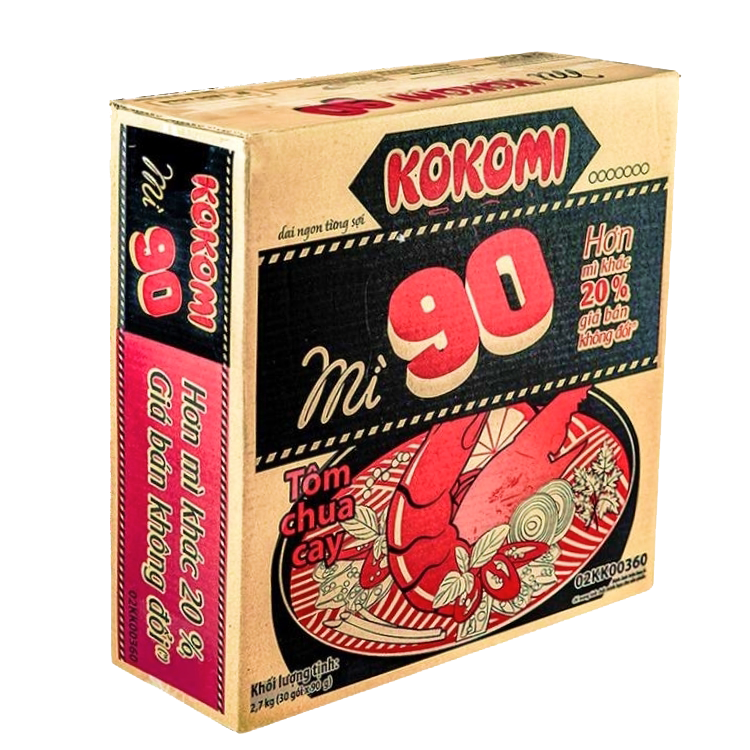 Thùng 30 gói mì Kokomi 90 tôm chua cay 90g