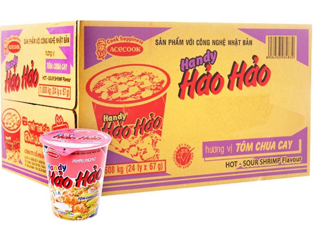 Thùng 24 ly mì Handy Hảo Hảo tôm chua cay 67g