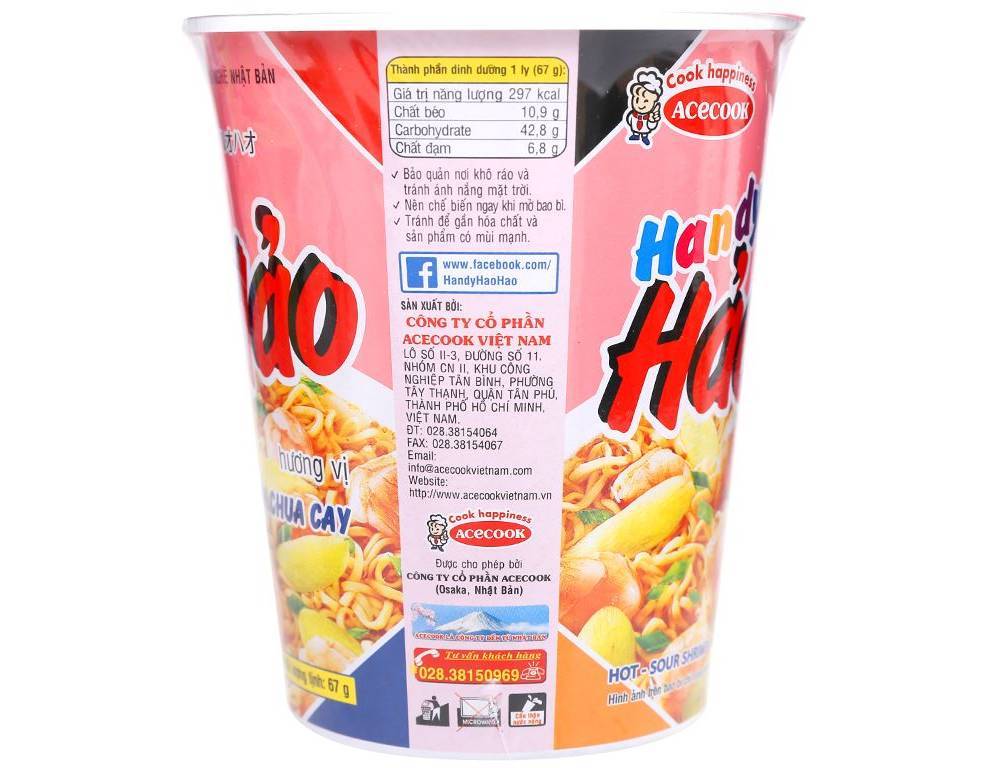 Thùng 24 ly mì Handy Hảo Hảo tôm chua cay 67g