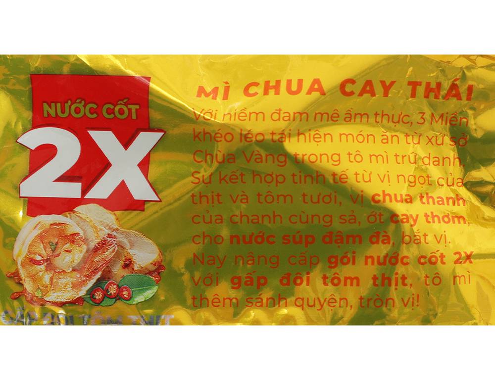 Thùng 30 gói mì 3 Miền Gold chua cay Thái 75g