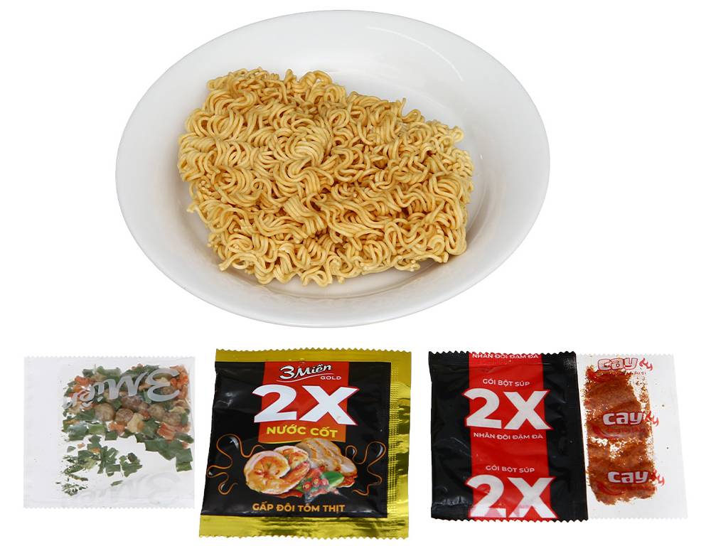 Thùng 30 gói mì 3 Miền Gold chua cay Thái 75g