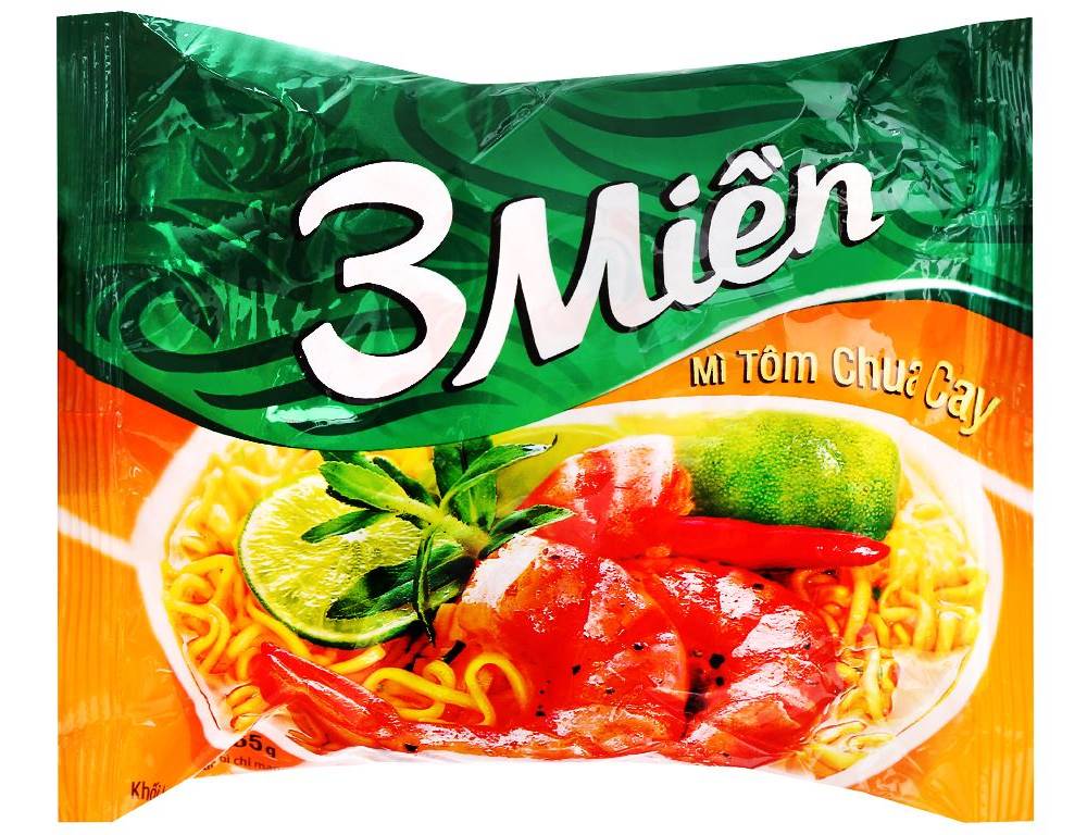 Thùng 30 gói mì 3 Miền tôm chua cay 65g