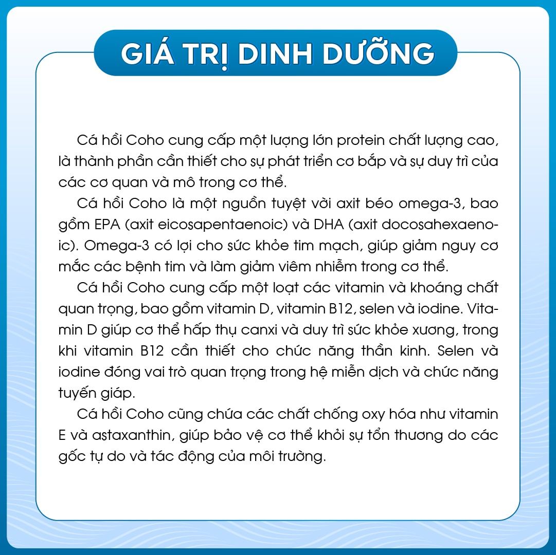 Hình ảnh sản phẩm giá trị dinh dưỡng Cá hồi COHO cắt khoanh