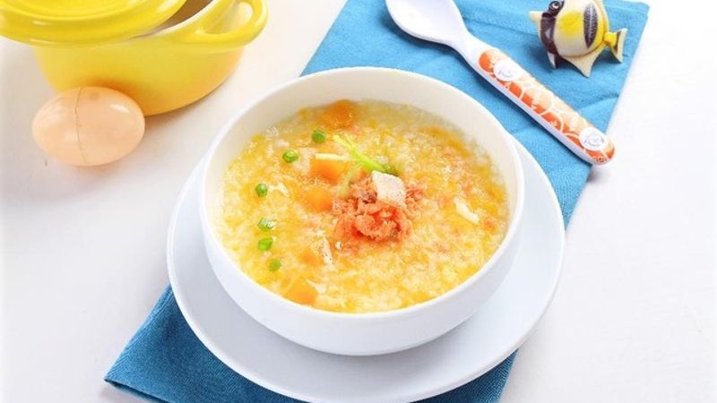 Cháo tôm bí đỏ